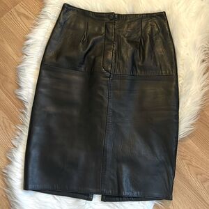 Vintage Black Leather Pencil Skirt Emphasis Bullock’s High Rise Size 6